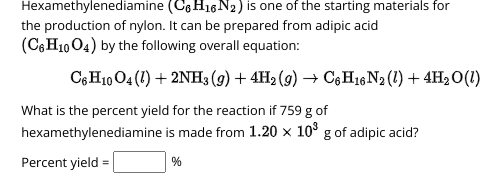 Solved Hexamethylenediamine (C6H16N2) ﻿is one of the | Chegg.com