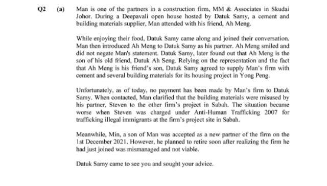 Solved Q2 (a) Man is one of the partners in a construction Chegg com