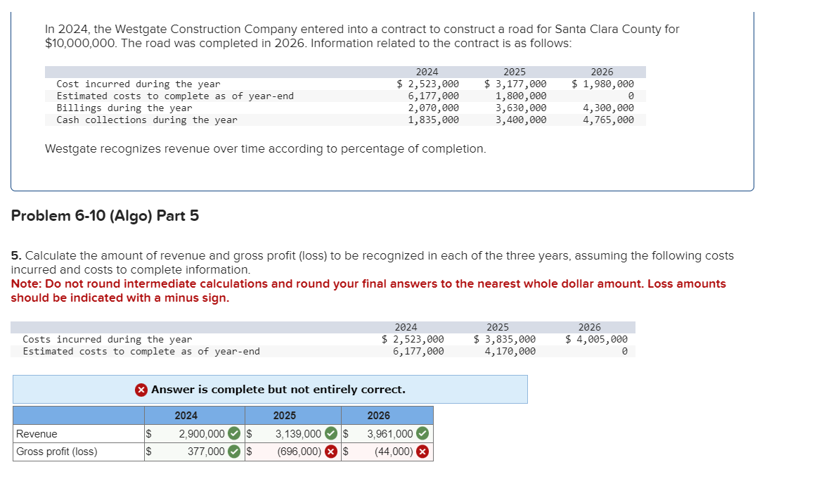 Solved In 2024, the Westgate Construction Company entered