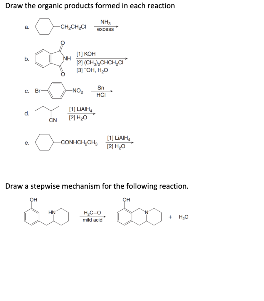 Solved Draw The Organic Products Formed In Each Reaction A. 