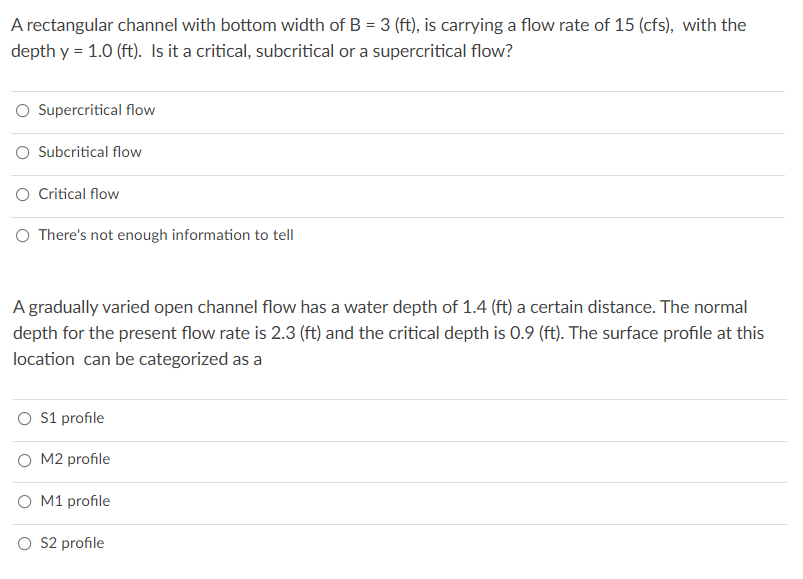 Solved A rectangular channel with bottom width of B = 3 | Chegg.com