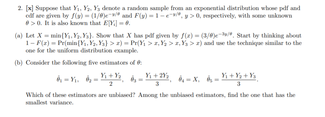 Solved 2 X Suppose That Y1 Y2 Y3 Denote A Random Sam Chegg Com