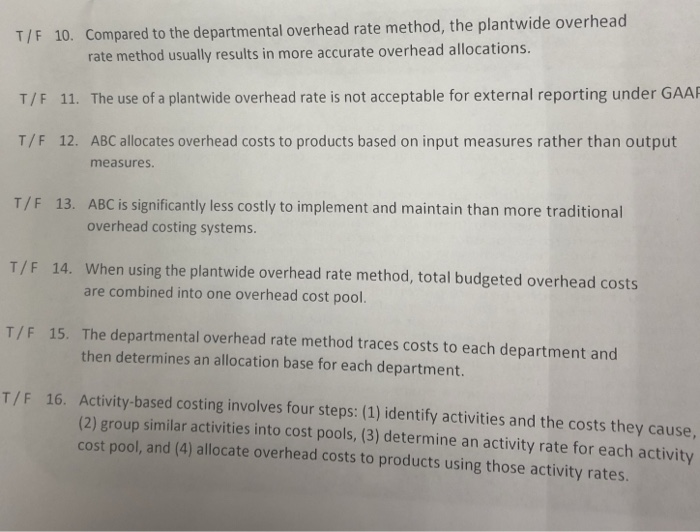 Solved Compared to the departmental overhead rate method, | Chegg.com