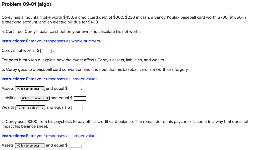 Solved Corey has a mountain bike worth $450, a credit card