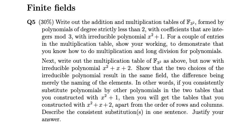 25 (30\%) Write out the addition and multiplication | Chegg.com