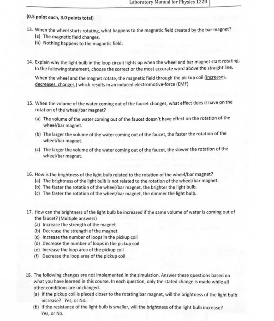 Induction Simulation Lab Data and