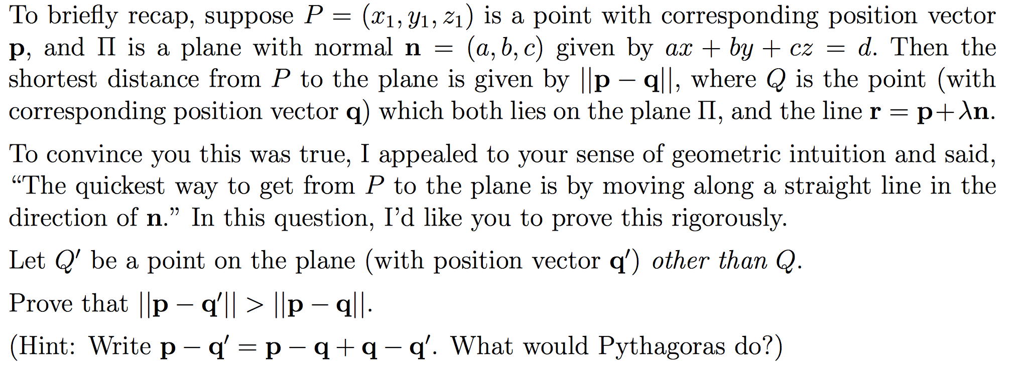 Solved (E1, y1, 21) is a point with corresponding position | Chegg.com