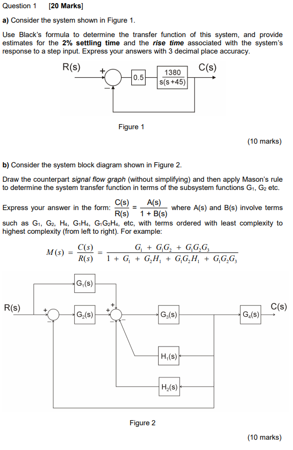 Solved Question 1 [20 Marks) a) Consider the system shown in | Chegg.com