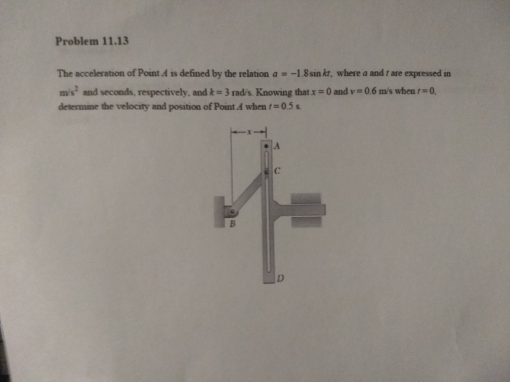 Solved Problem 11.13 The acceleration of Point A is defined | Chegg.com