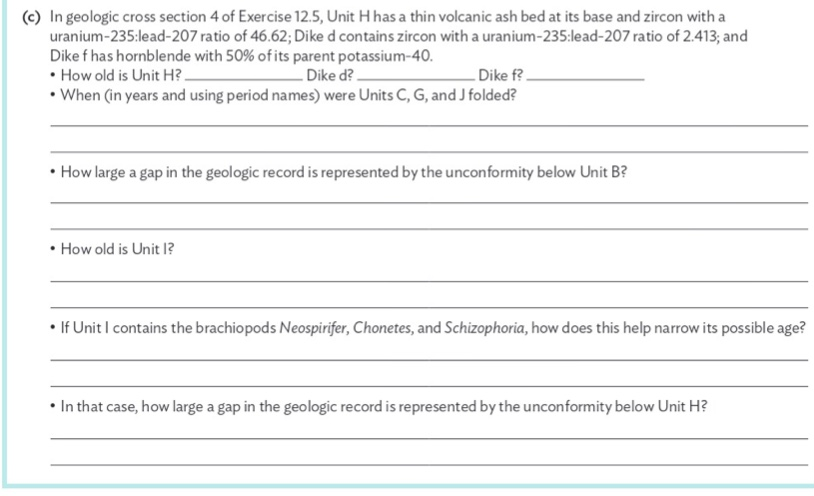 Solved (e) In geologic cross section 4 of Exercise 12.5, | Chegg.com