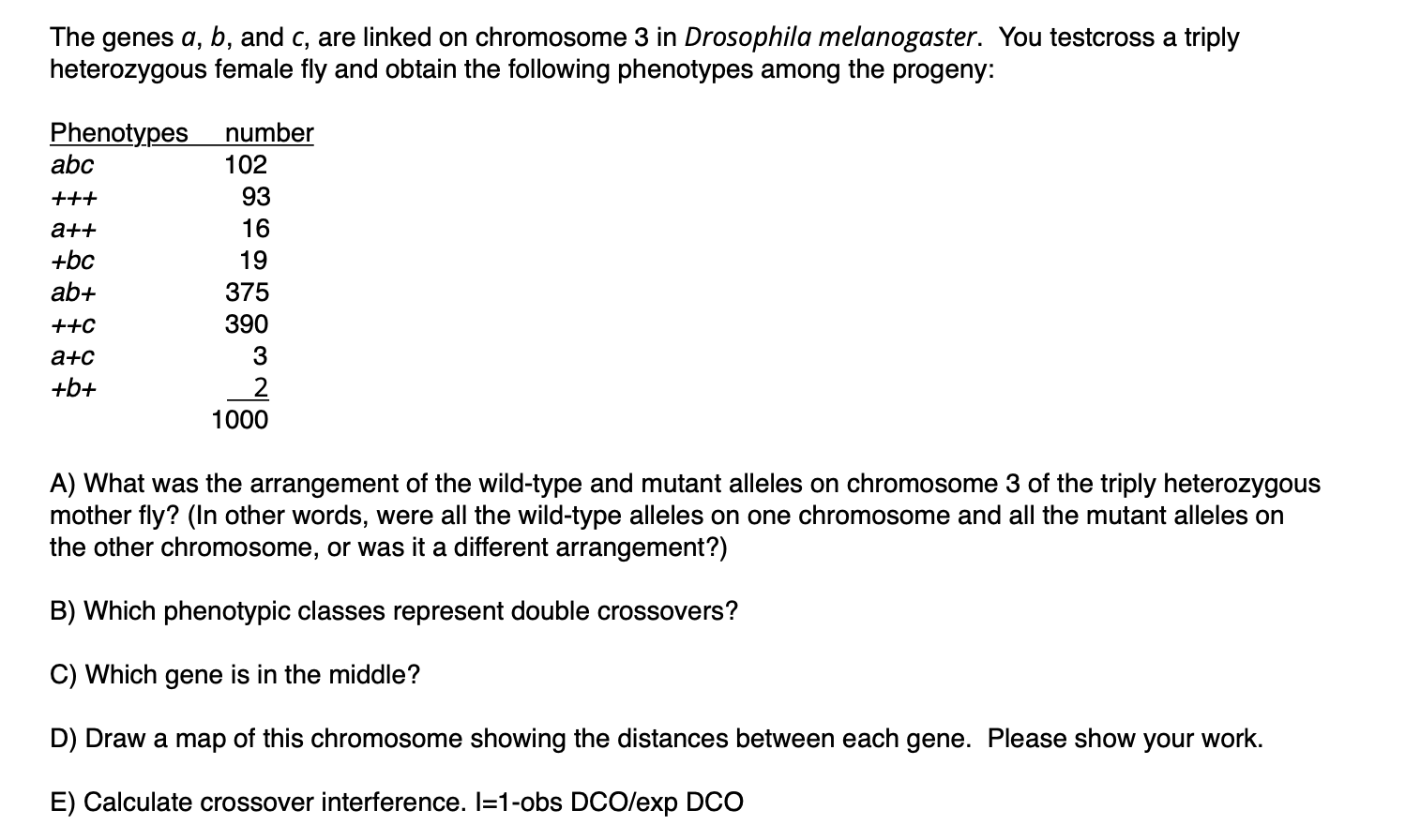 Solved The Genes A, B, And C, Are Linked On Chromosome 3 In | Chegg.com