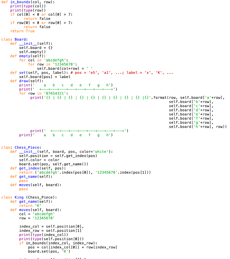 Python - Chess Board - For loop does not go over all keys in a