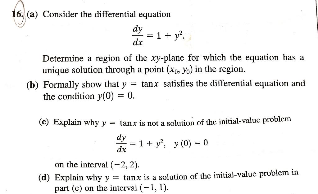 Solved 16. (a) Consider the differential equation dy - 1 + | Chegg.com