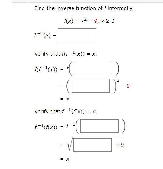 Solved Find The Inverse Function Of F Informally. 