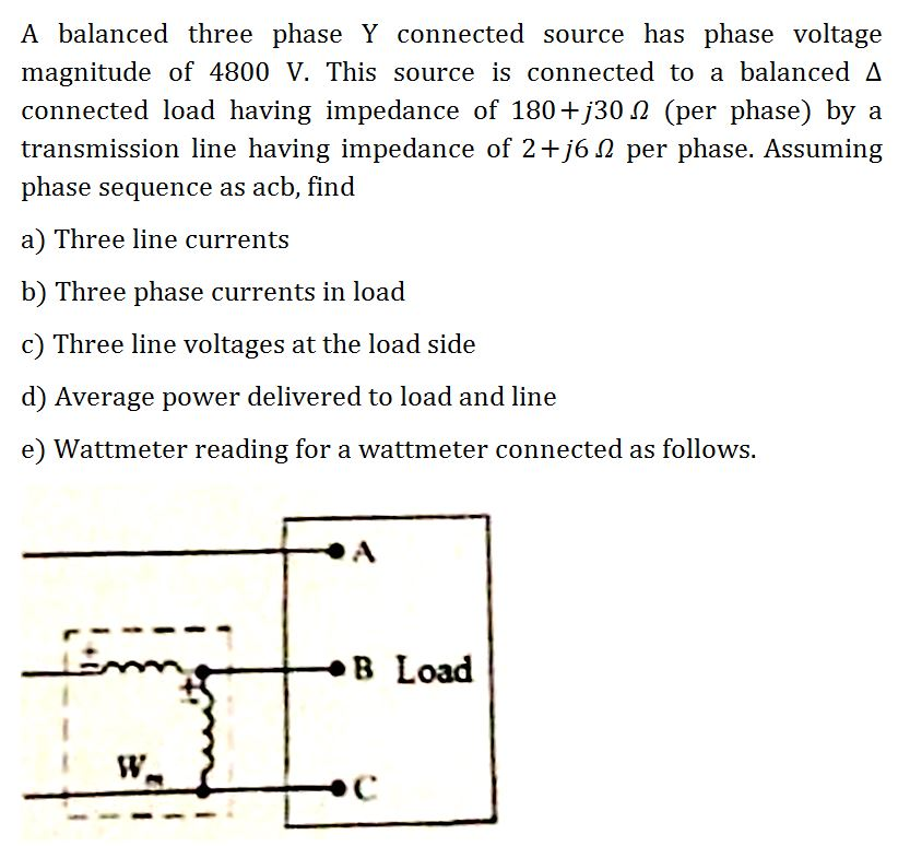 Solved A balanced three phase Y connected source has phase | Chegg.com
