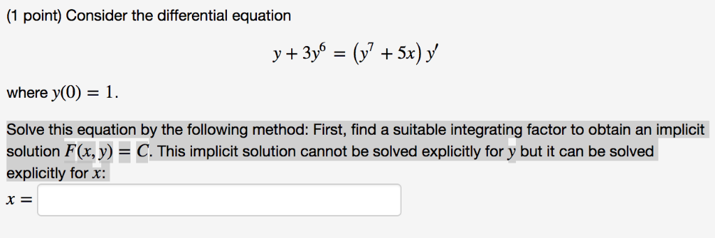 Solved Consider the differential equation | Chegg.com