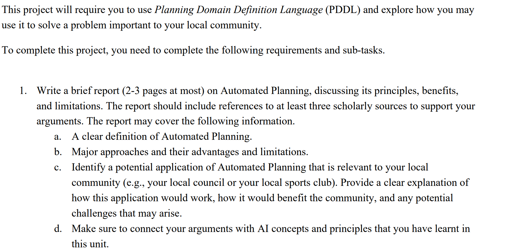Solved his project will require you to use Planning Domain | Chegg.com