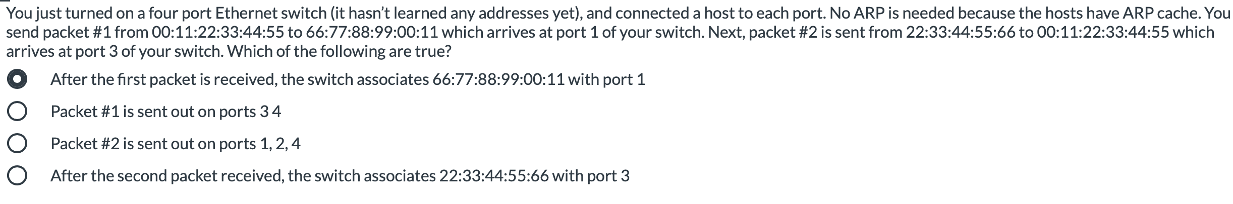 You just turned on a four port Ethernet switch (it | Chegg.com