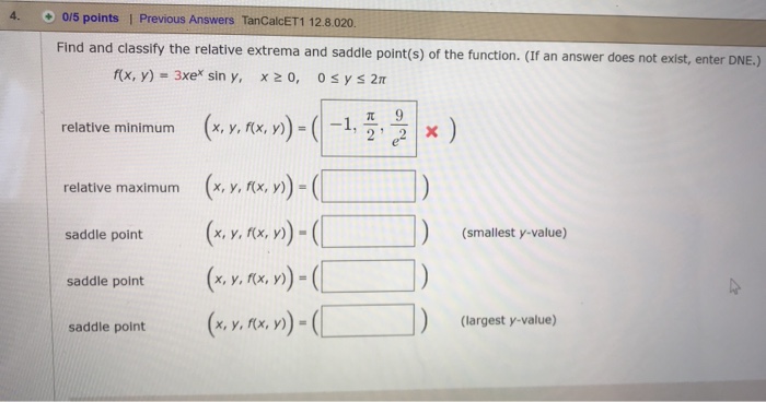 Solved 4. O o/5 points | Previous Answers TanCalcET1 | Chegg.com
