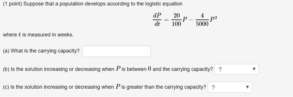 Solved (1 point) Suppose that a population develops | Chegg.com