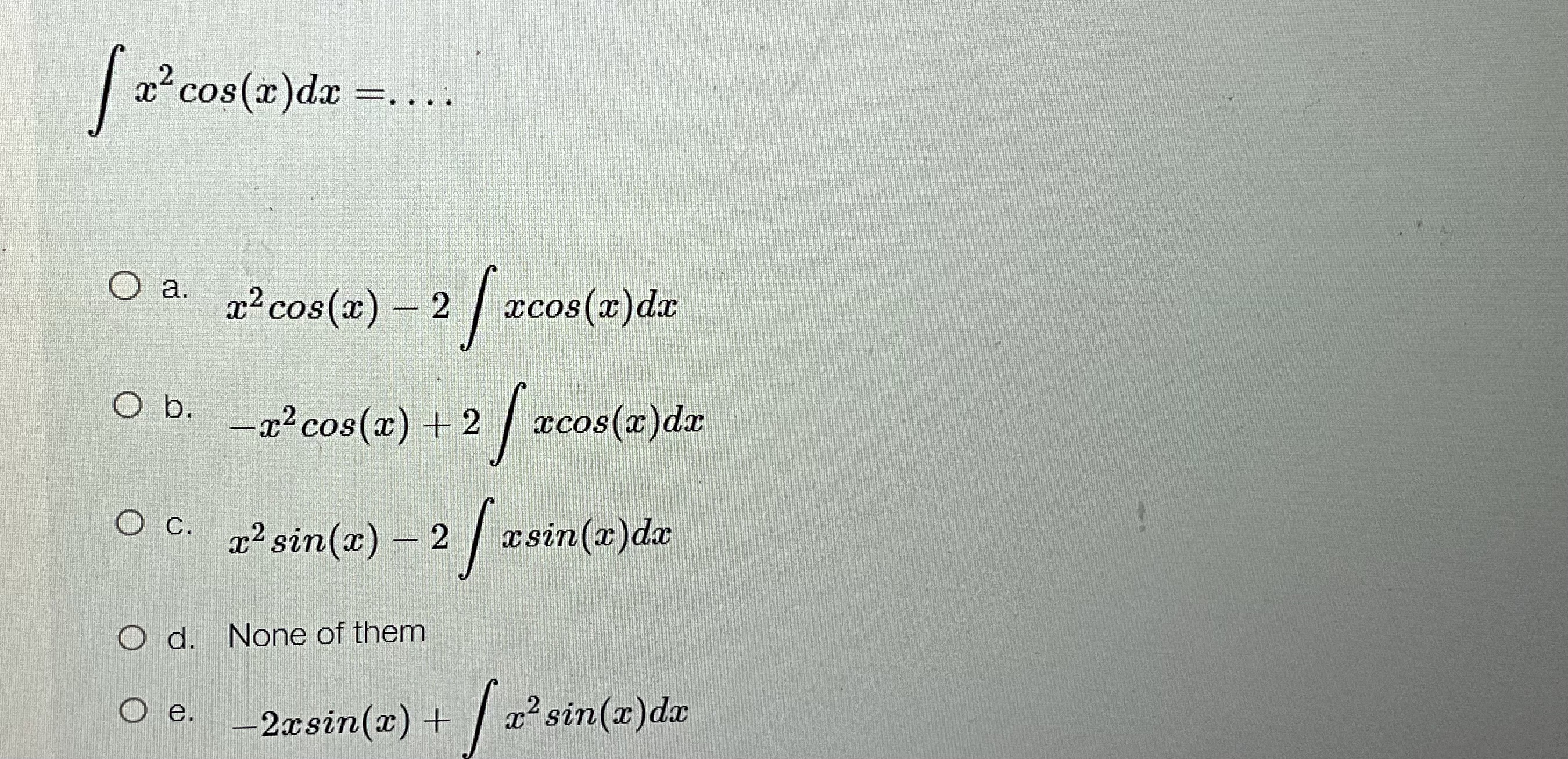 int 0 overline 2 cos 2 x * dx