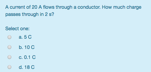 Solved A current of 20 A flows through a conductor. How much | Chegg.com