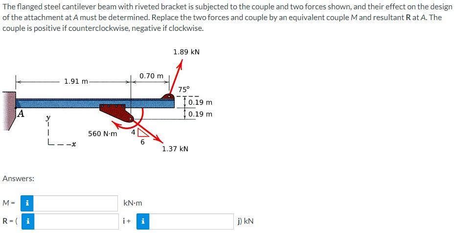 Solved The flanged steel cantilever beam with riveted | Chegg.com