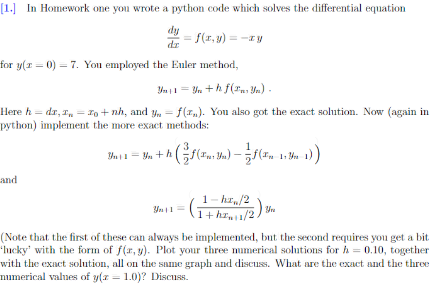 Solved [1.] In Homework one you wrote a python code which | Chegg.com