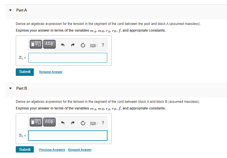 Solved Two Blocks, With Masses MA And MB, Are Connected To | Chegg.com