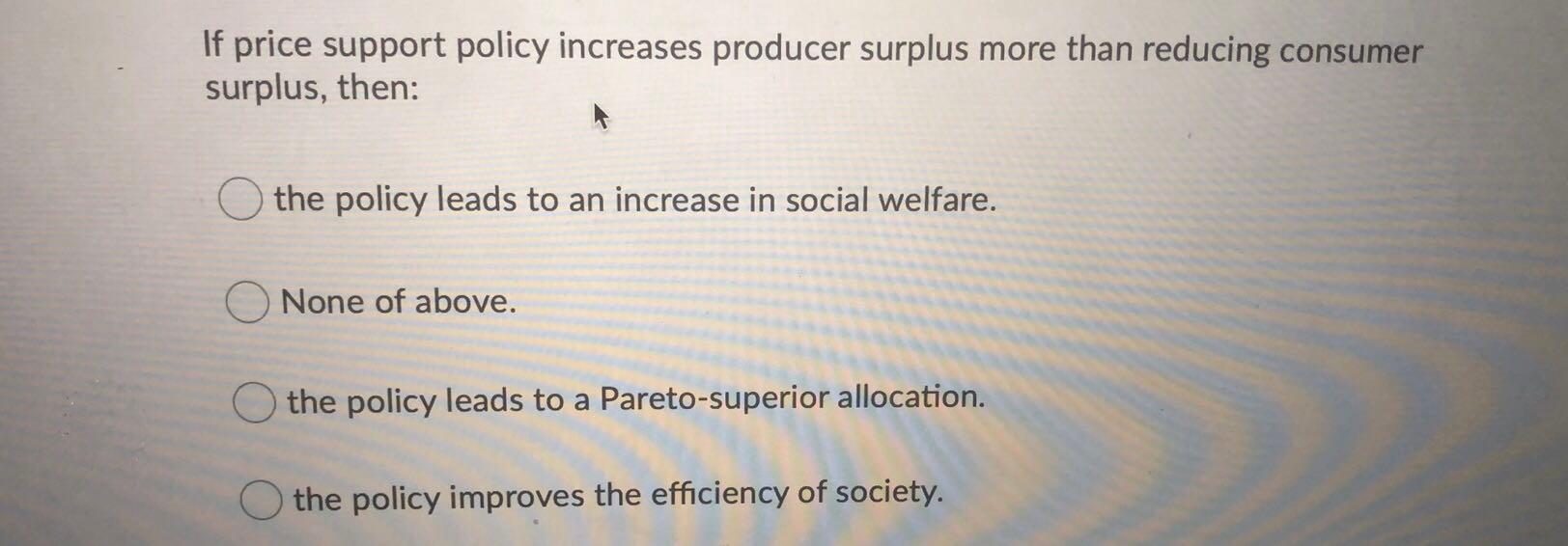 Solved If price support policy increases producer surplus
