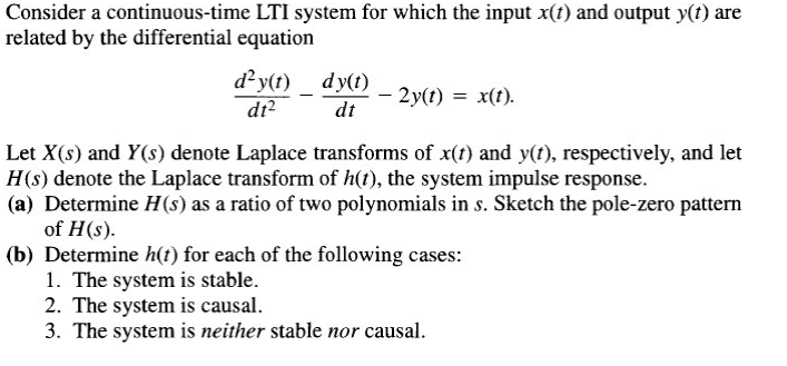 Solved Consider a continuous-time LTI system for which the | Chegg.com