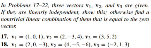 Solved In Problems 17–22, three vectors V1, V2, and v3 are | Chegg.com