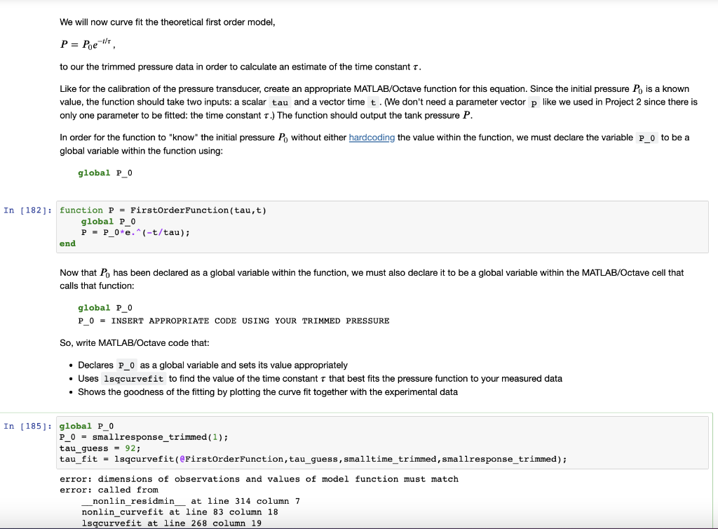 We will now curve fit the theoretical first order | Chegg.com