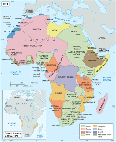 Solved Look below at the map of Africa in 1914 depicting | Chegg.com