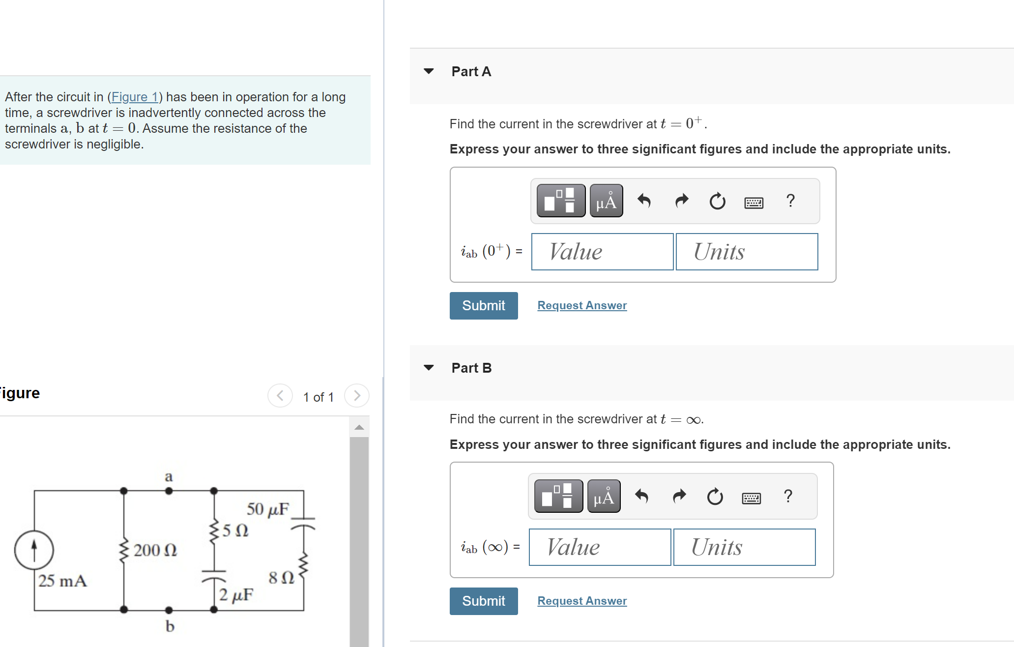 Solved After The Circuit In (Figure 1) Has Been In Operation | Chegg.com