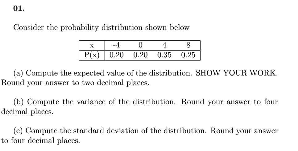 Solved Consider The Probability Distribution Shown Below(a) | Chegg.com