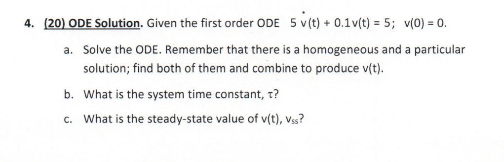 Solved (20) ﻿ODE Solution. Given the first order ODE | Chegg.com