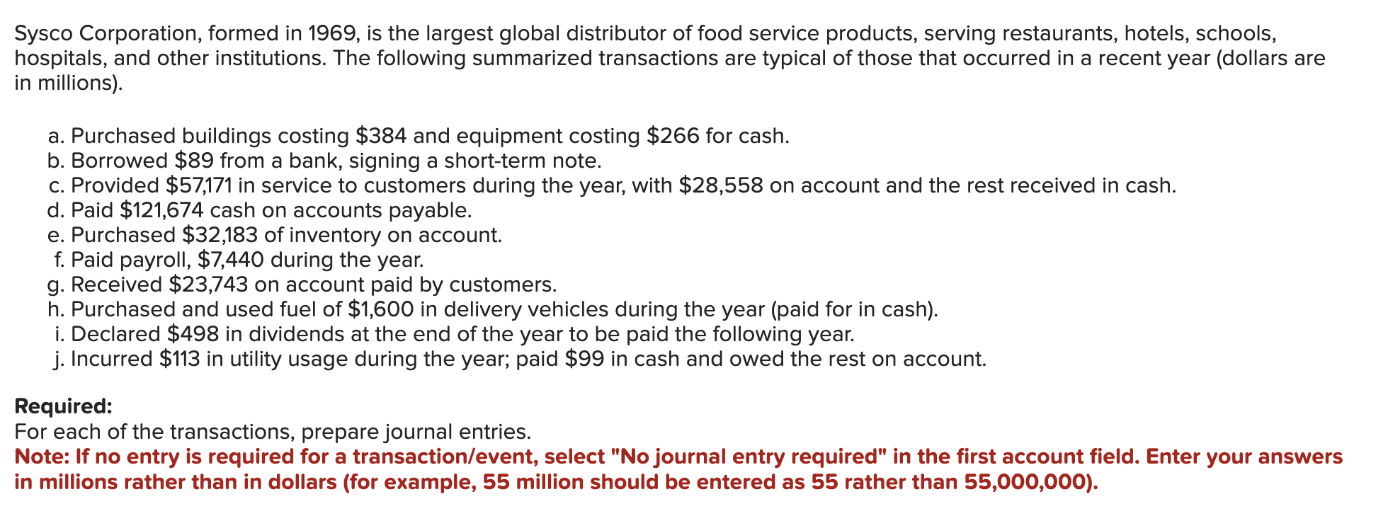 [Solved]: Sysco Corporation, formed in 1969 , is the large