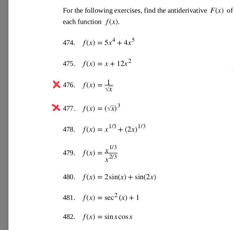 Solved For The Following Exercises, Find The Antiderivative | Chegg.com