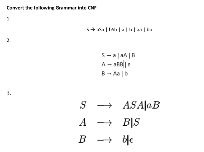 Solved Convert The Following Grammar Into CNF 1. | Chegg.com