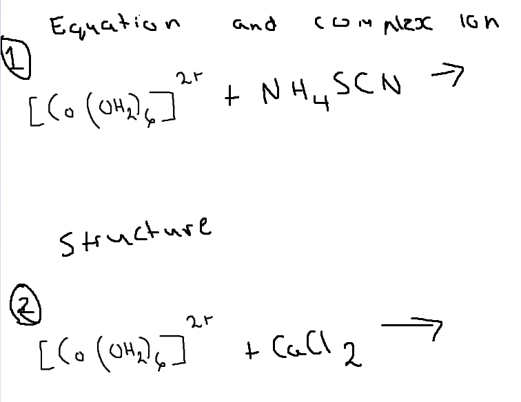 Solved Equation and coinplex 10n [(0(OH2)6]2r+NH4SCN→ | Chegg.com