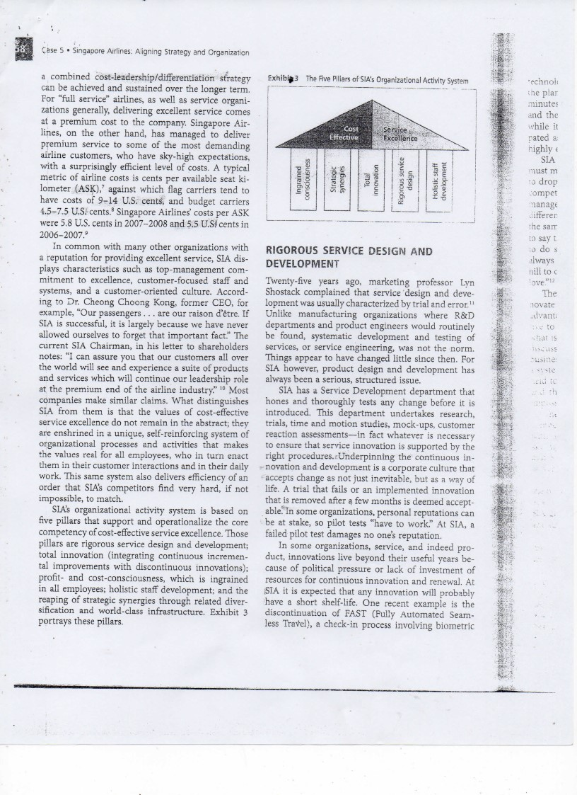 58 Case 5. Singapore Airlines: Aligning Strategy and Organization Exhibit3 The Five Pillars of SIAs Organizational Activity