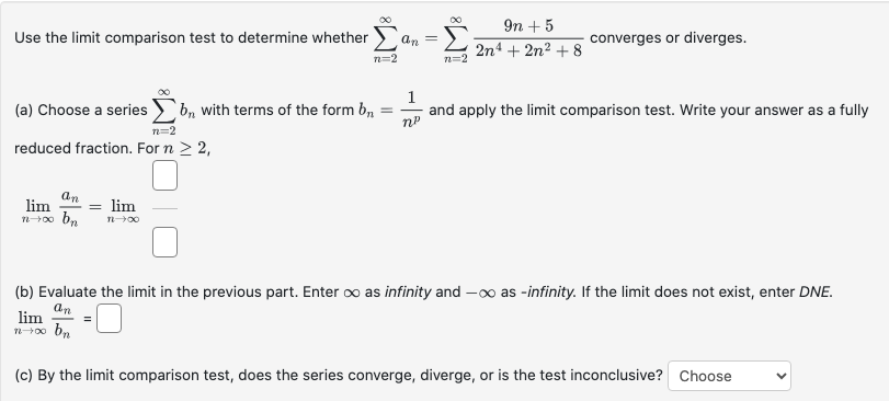 Solved (b) ﻿Evaluate the limit in the previous part. Enter ∞ | Chegg.com