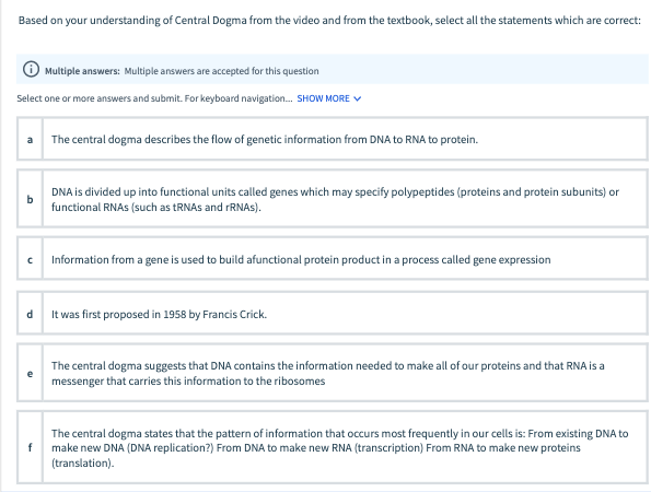 Solved Based on your understanding of Central Dogma from the | Chegg.com