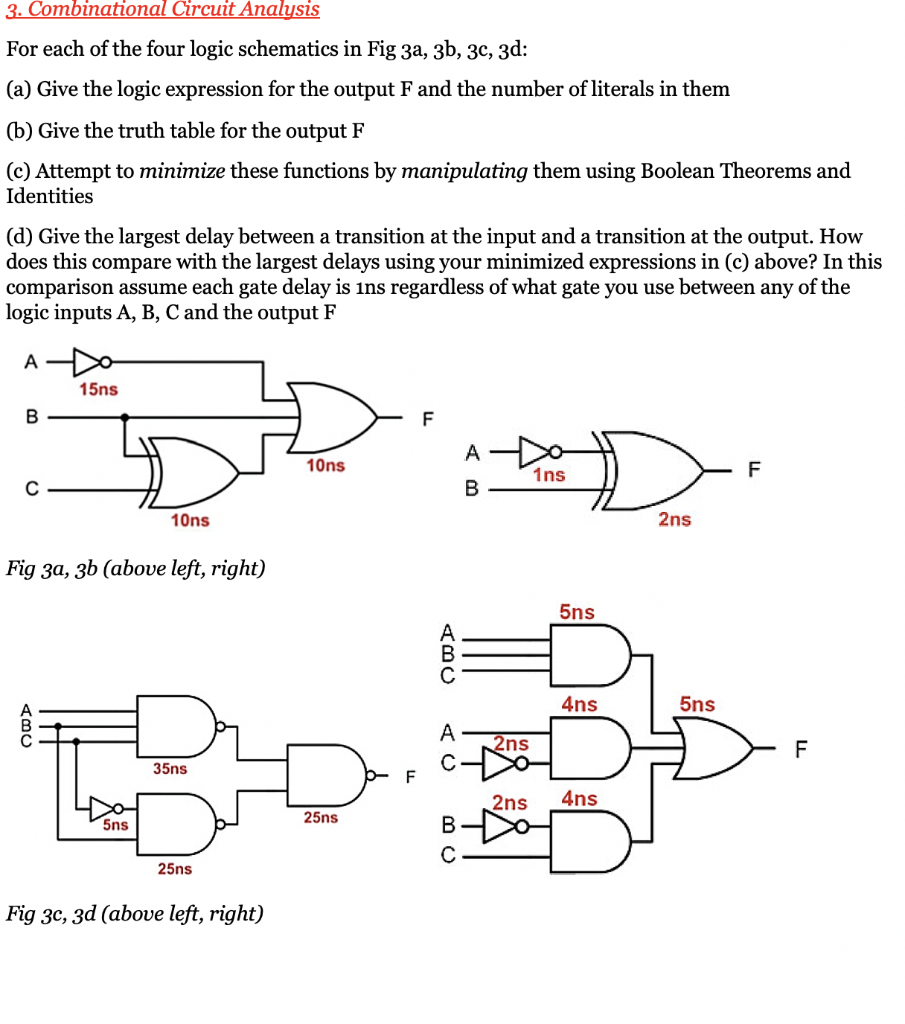 Solved 3. Combinational Circuit Analysis For each of the | Chegg.com