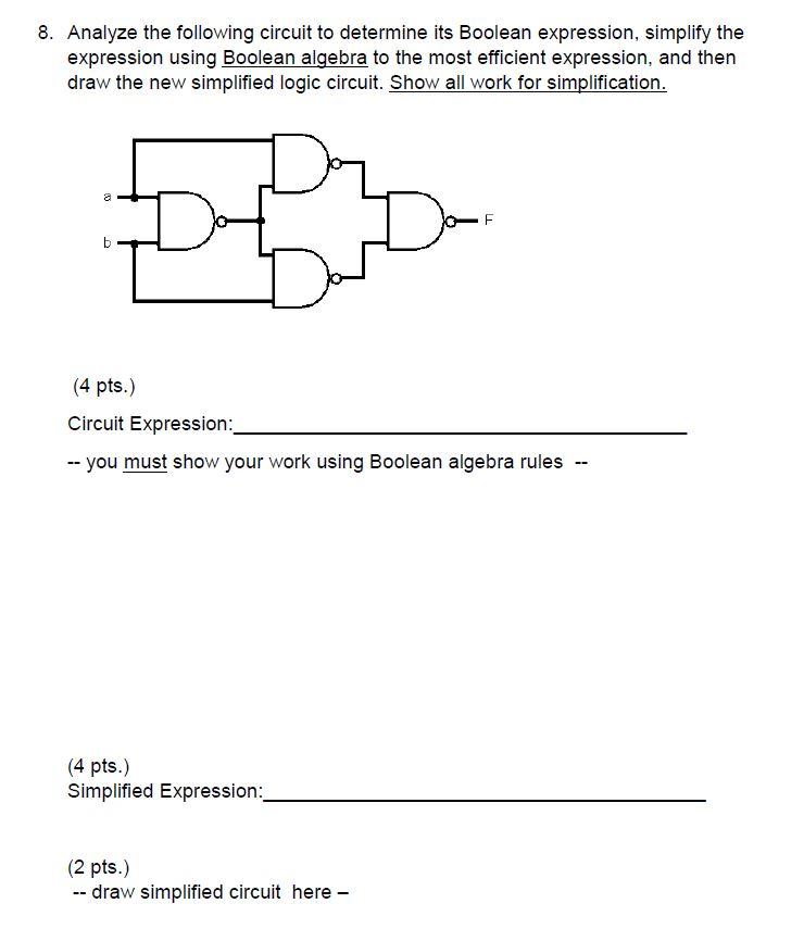 Solved 8. Analyze the following circuit to determine its | Chegg.com