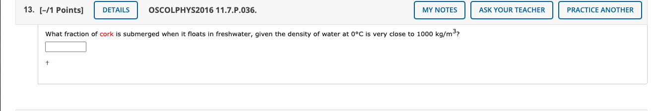 Solved 13 [ 1 Points] Details Oscolphys2016 11 7 P 036 My