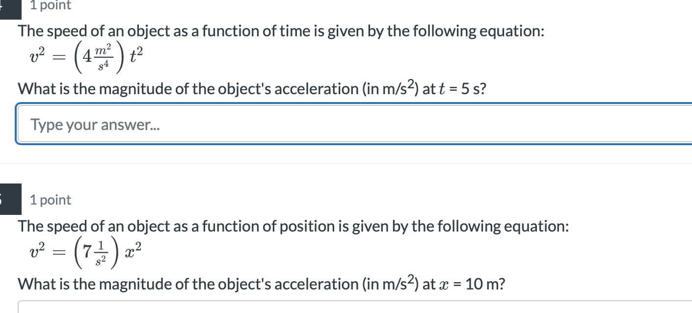 Solved The speed of an object as a function of time is given | Chegg.com