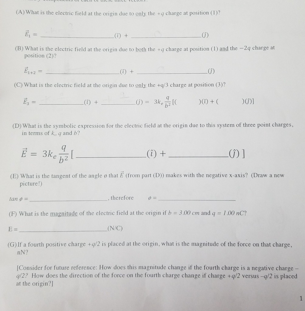 Solved Electric Field Due To Point Charges In Class Pro Chegg Com