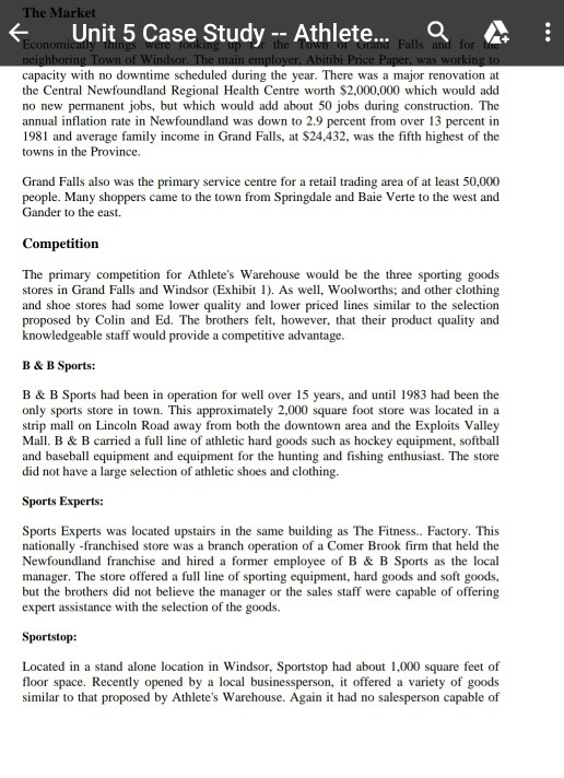 Athlete's warehouse business plan picture